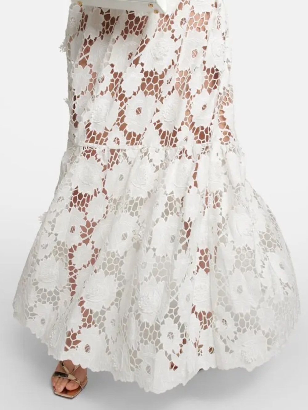 Self Portrait White 3D Maxi Floral Lace Dress Size 2 - Picture 4 of 13